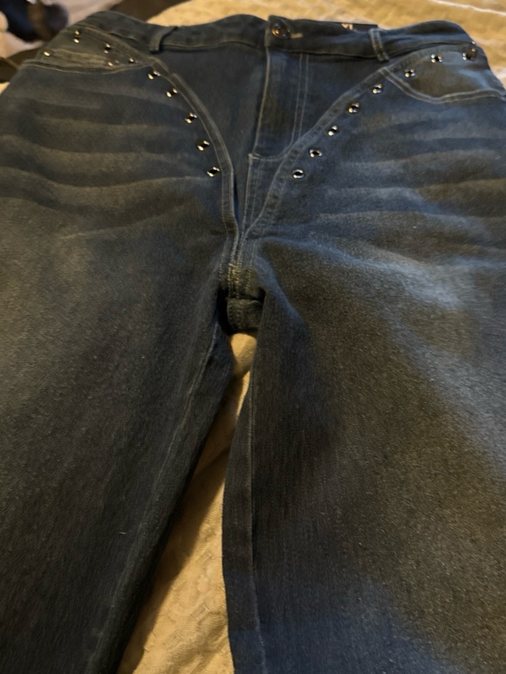 Women’s Fashion Nova Dark Blue Stud-Accent Jeans